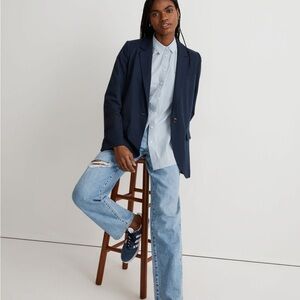 Madewell The Larsen Blazer in Drapeweave Navy Button Academia Jacket MP NWT